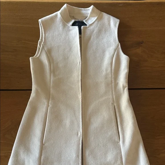 BCBGMaxAzria Cream Zip-Up Long Vest Coat - Picture 1 of 5